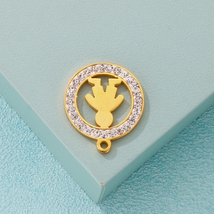 Pendentif silhouette de garçon doré avec oxydes de zirconium pour bijoux DIY