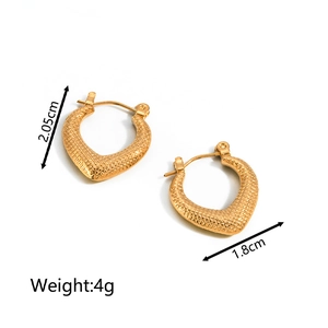 Orecchini a cerchio a cuore in acciaio inossidabile placcato oro 18K, 2,05x1,8 cm
