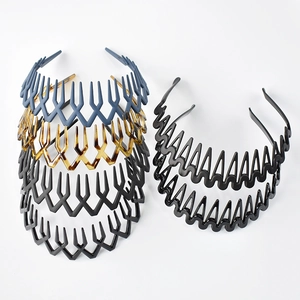 Set of 7 wavy toothed hairbands for women in assorted colors including leopard and grey