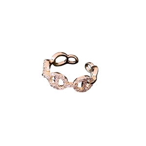 14K gold plated pig nose open ring with sparkling white zircon pave for women