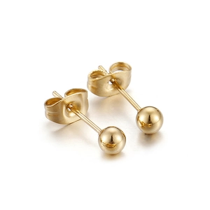 Elegant gold spherical stud earrings set with polished finish for women jewelry
