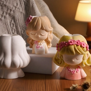 DIY Girl Figurine Resin Silicone Mold for Flower Garland Candle Holder and Plaster Pots