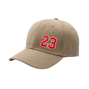 Casquette de baseball classique en coton kaki avec broderie rouge chiffre 23 de qualité