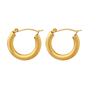 Minimalist thick golden hoop earrings in polished stainless steel for women