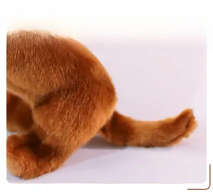 Detailed macro view of soft long plush fabric and full filling of dachshund stuffed toy