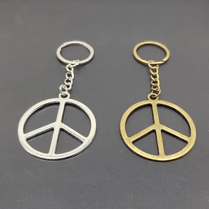 Vintage Zinc Alloy Peace Symbol Keychain Pendant Antique Bronze Silver Retro Round Sign Key Ring Travel Souvenir Jewelry Gift