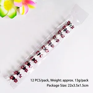 Lot de 12 mini pinces à cheveux fleur avec strass rouges et noirs pour femmes et filles
