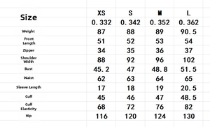 Tableau des tailles détaillé pour robe mini rétro style denim à manches longues et mesures