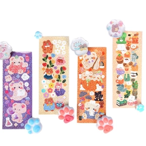 Niedliches Teddybär Laser-Sticker-Set mit Glitzereffekt für DIY Harz-Schmuck-Basteln