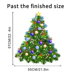 Tableau détaillé des dimensions d'un autocollant mural sapin de Noël de 57x55cm