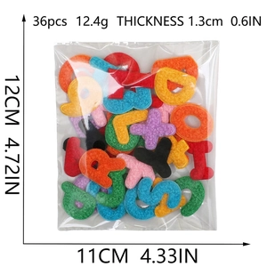36pcs colorful chenille letter patches with 1.3cm thickness for DIY clothes decoration