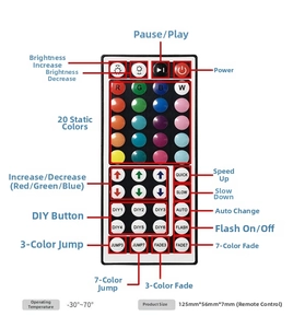44-key RGBW infrared remote control for LED light strips with DIY color customization