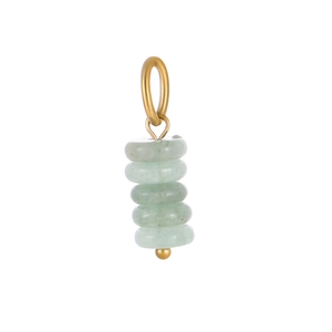 Cute ice cream pendant with stacked light green natural stones and golden metal base