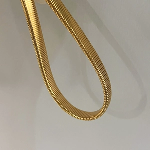 Minimalist gold striped tubogas chain jewelry set in stainless steel for women