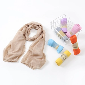 Linen cotton scarves collection in multiple candy colors with wrinkled gauze texture