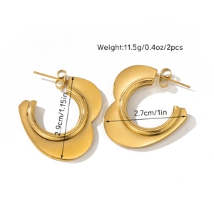 Detail showing 18k gold plated geometric hoop earrings with dimensions and weight