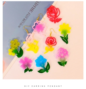 Colorful floral resin charms with gold hooks for DIY earring and jewelry making