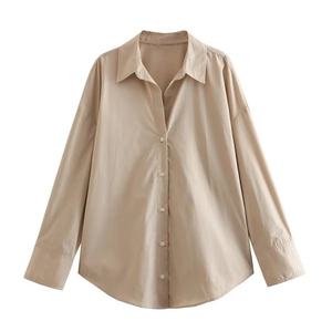 Close-up of classic pointed collar and button-down front on striped poplin shirt