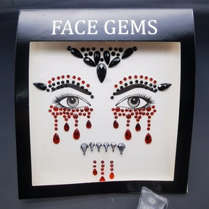 Set de gemas faciales de Halloween con diamantes de araña rojos y negros para fiestas