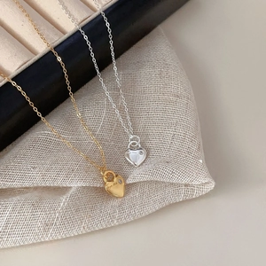 Minimalist 925 sterling silver heart pendant necklace with zircon and For me engraving