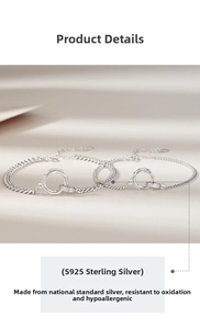 Detailed close-up of S925 sterling silver Mobius thorn bracelets with interlocking loops