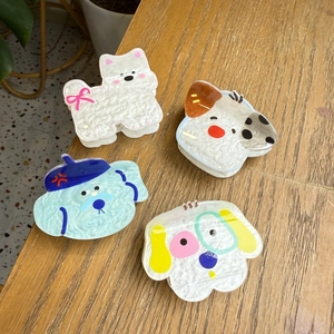 Cartoon Dog Hair Claw Clip Acetate Acrylic Cute Bowknot Westie Spotted Dog Styling Accessory For Women Girls