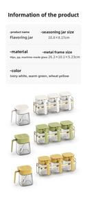 Three-piece kitchen spice jar set with glass containers and durable metal storage rack