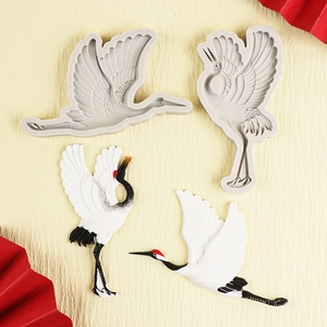 Flying crane silicone mold for DIY resin pendants and chocolate cake decoration crafts