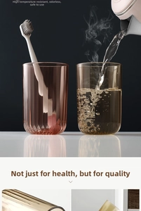 Detail of heat-resistant translucent mouthwash cups with vertical striped anti-slip texture