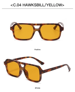 Retro double-bridge sunglasses with hawksbill frames and transparent yellow lenses