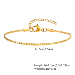 Detailed view of 0.15cm gold minimalist chain with lobster clasp and extension