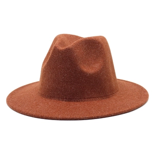 Classic caramel wool felt fedora hat with wide brim and retro jazz style for men and women