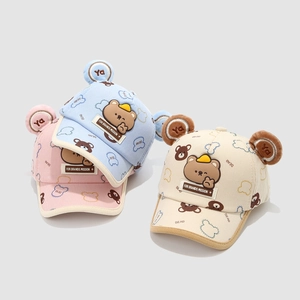 Gorra De Béisbol Para Niños Pana Cálida Sombrero Con Orejas De Oso De Peluche 3D Lindo Estampado De Dibujos Animados