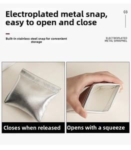 Detailansicht der silbernen Minitasche mit integriertem Metall-Federverschluss