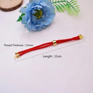 Red Milan cord 2.5mm braid with 18K gold-plated spacer bead and sliding clasp for DIY jewelry