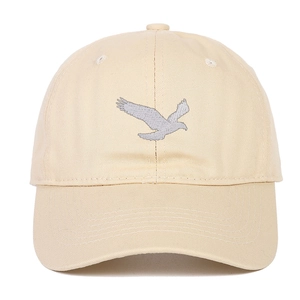 Casquette de baseball en coton beige avec broderie d'aigle et visière courbée