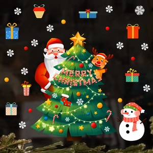 Detailed Christmas window stickers set with Santa, reindeer, snowman and tree motifs