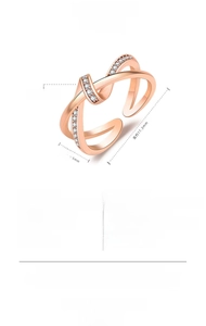 Detailed specifications for minimalist hollow open ring with sparkling zirconia stones