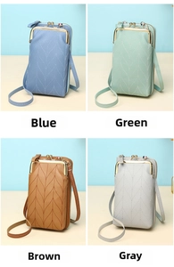Vertical multi-layer phone crossbody bags with V-quilted faux leather and zip closure