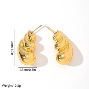 Elegant 14K gold plated spiral earrings with 3cm height and high polished finish