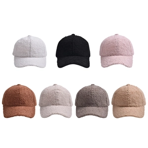 Winter faux shearling baseball caps set for women in seven various solid colors