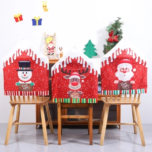Christmas chair covers set with Santa, Snowman and Reindeer patterns for festive dining decor