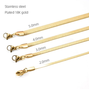 Detailed comparison of 2mm to 5mm gold plated stainless steel herringbone chains
