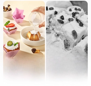 Detailed comparison of pink star-shaped silicone mold and finished steamed cakes