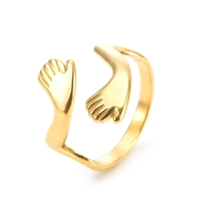 Minimalist gold hug ring for women with adjustable open design and polished finish