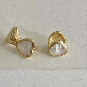 Heart Hoop Earrings With 925 Sterling Silver Earring Post Mother Of Artificial Pearl Inlay Minimalist Elegant Jewelry For Women