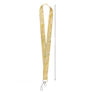 Detail of yellow marble lanyard with metal clasp measuring 17.7 inches and weighing 14g