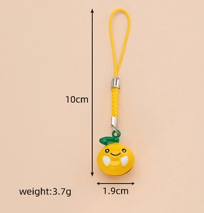 Cute orange-shaped bell charm with dimensions 10cm length and 3.7g weight info