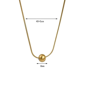 Minimalist gold ball necklace with 8mm polished pendant and 45cm adjustable snake chain