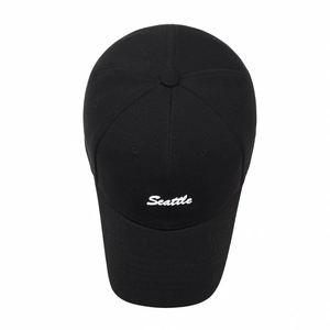 Classic black pineapple fabric baseball cap with white Seattle embroidery for sun protection